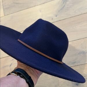 Wool Purple suede boho  Hat with Brown Accent, one size